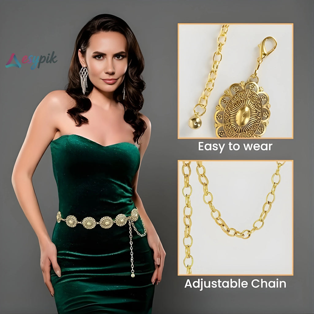 Women’s Western Metal chain Concho Belt