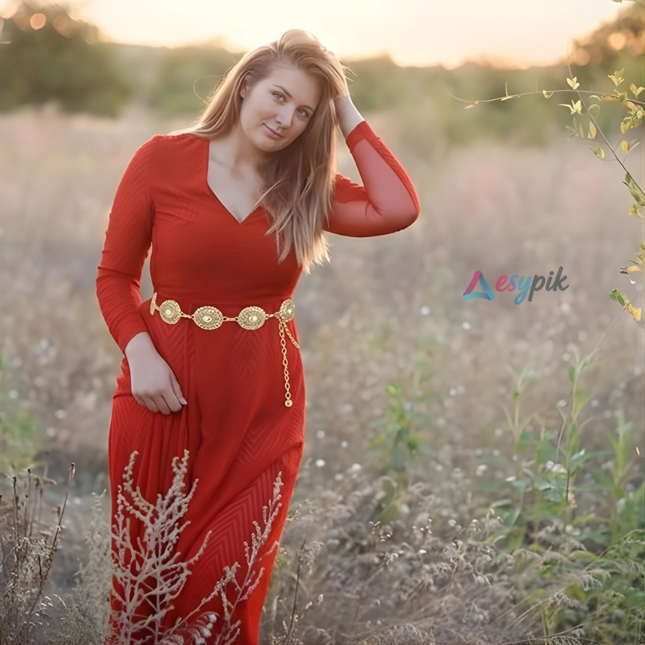 Women’s Western Metal chain Concho Belt