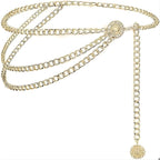 Gold Multilayer Metal Chain Belt for Women